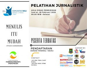 Meriahkan HPN 2020, Komunitas Wali Gelar Pelatihan Jurnalistik dan Donasi