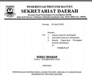 WFH ASN Pemprov Banten Diperpanjang Hingga 13 Mei 2020