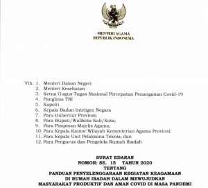Ini SE Menteri Agama Tentang Panduan Kegiatan Rumah Ibadah Dimasa Pandemi