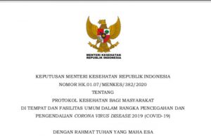 Menkes Terbitkan Kemenkes Tentang Protokol Kesehatan di Tempat Umum