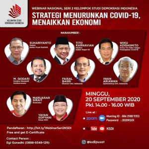 Webinar Nasional Kedua KSDI Bertema Strategi Menurunkan Covid-19 dan Menaikkan Ekonomi