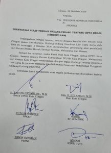 Hentikan Gejolak Wilayah, Walikota dan Ketua DPRD Cilegon Surati Presiden