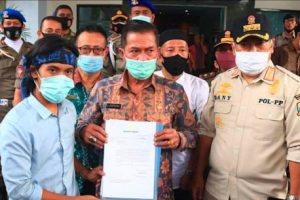 Wali Kota Serang Terima Peserta Aksi Aliansi Gempar Tolak UU Omnibus Law