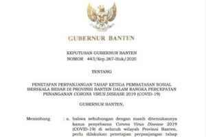 Gubernur WH Perpanjang PSBB Banten Tahap III