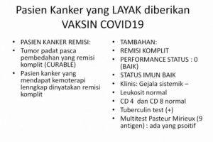 Vaksinasi Covid-19 Penyandang Kanker Perlu Pengawasan