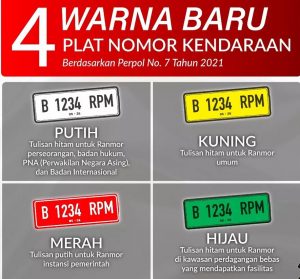 Kenali Empat Warna Baru Pada Plat Nomor Kendaraan