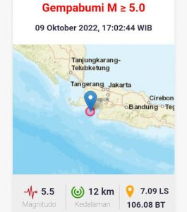 Gempa M5,5 Guncang Wilayah Banten