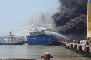 KMP Mutiara Berkah I yang Terbakar Bawa Ratusan Kendaraan