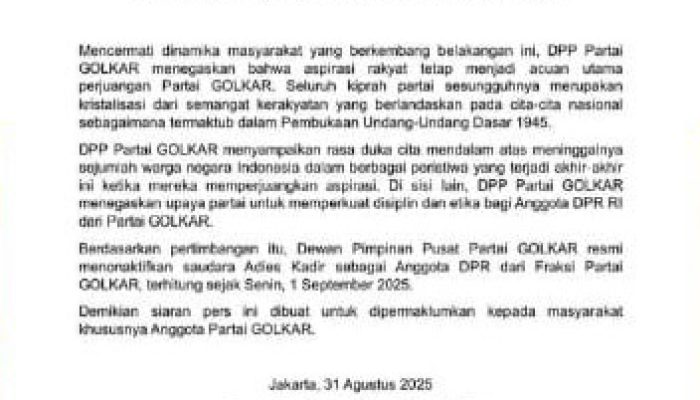 Lima Anggota DPR RI Dicopot Imbas Tuntutan Rakyat
