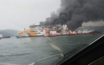 KMP Batu Mandi Terbakar di Perairan Merak